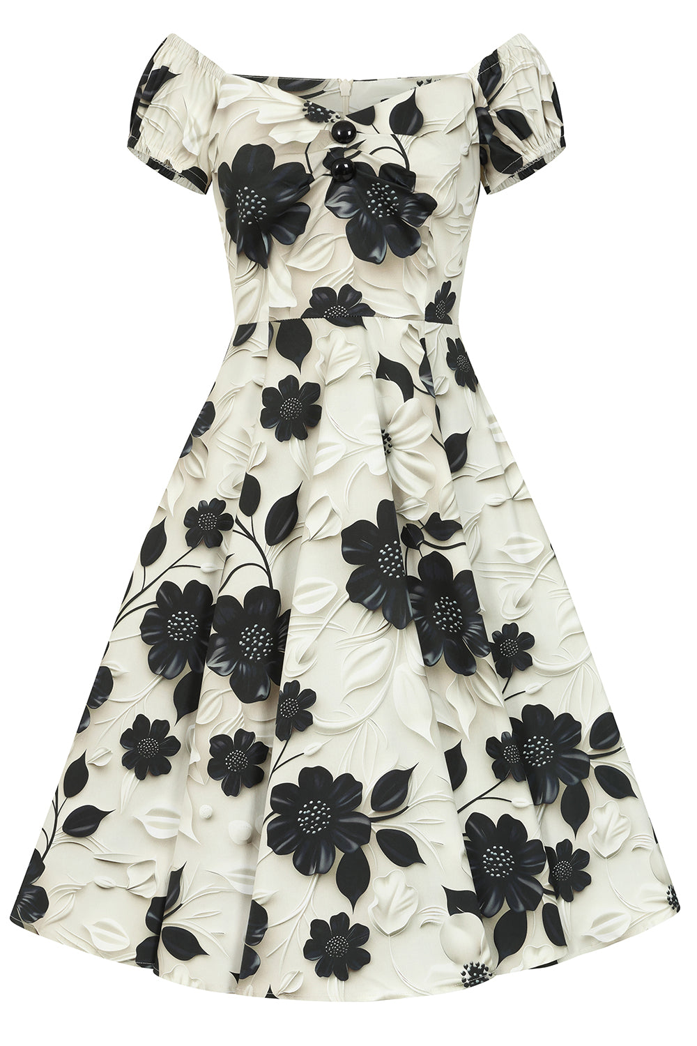 Gayle Black Floral Swing Dress
