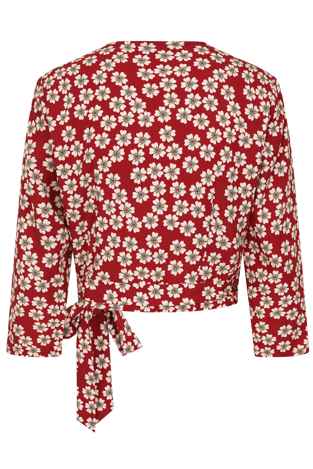 Rosie 40’s Floral Wrap Blouse in Red