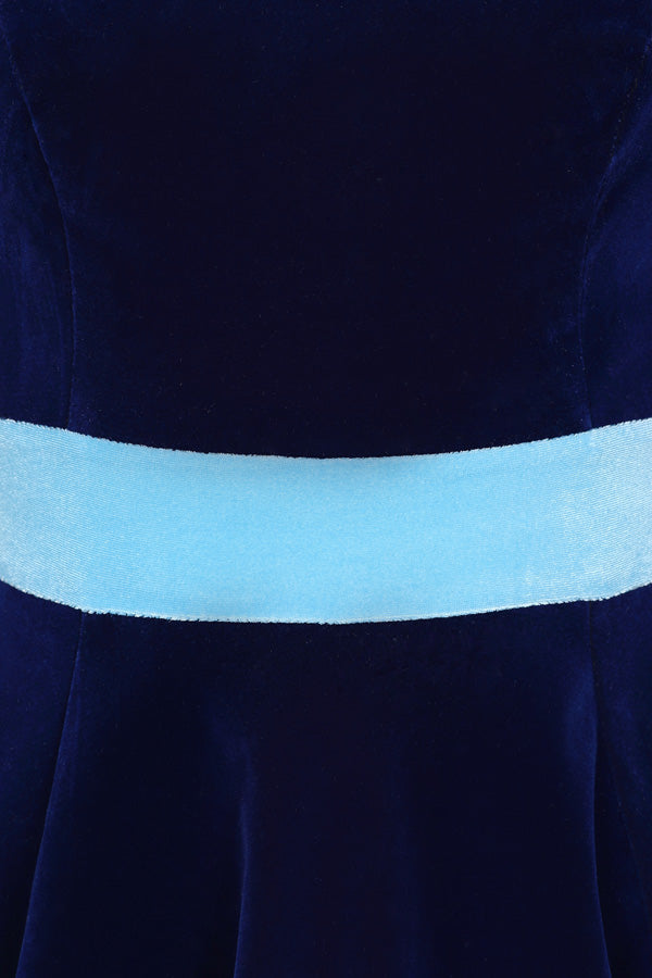 Alice Swing Dress Blue Wait Banding Appliqué detail
