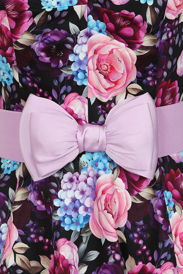 Purple Ditsy Swing Dress