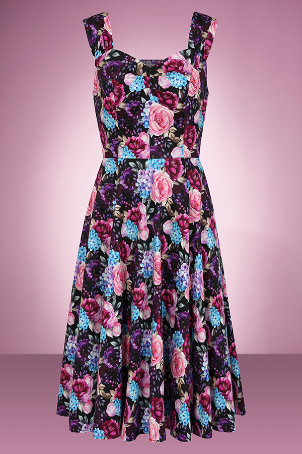 Purple Ditsy Swing Dress