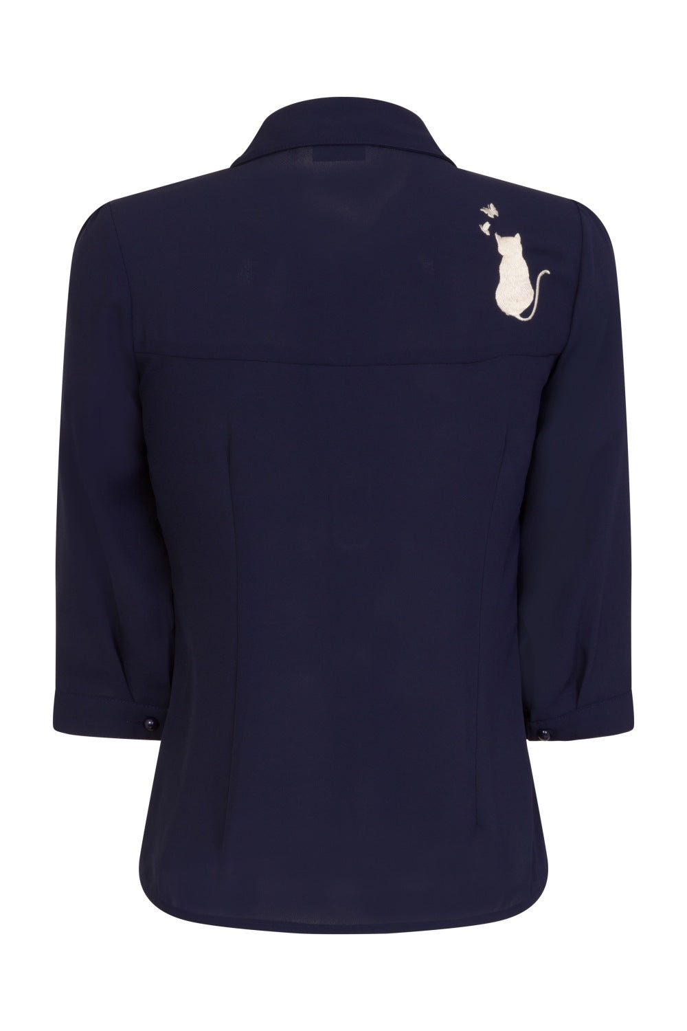 Playful Kitty Blouse in Navy