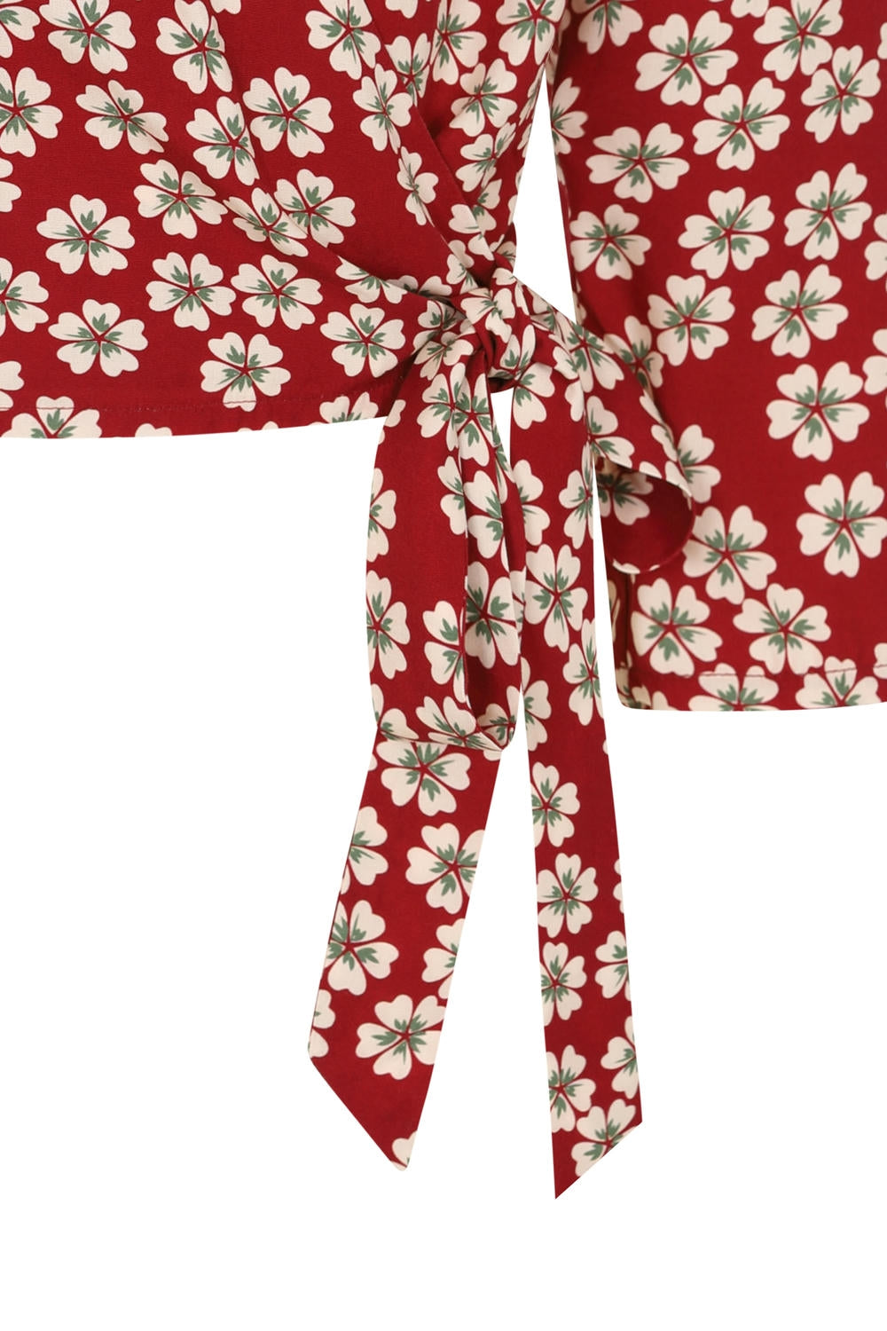 Rosie 40’s Floral Wrap Blouse in Red