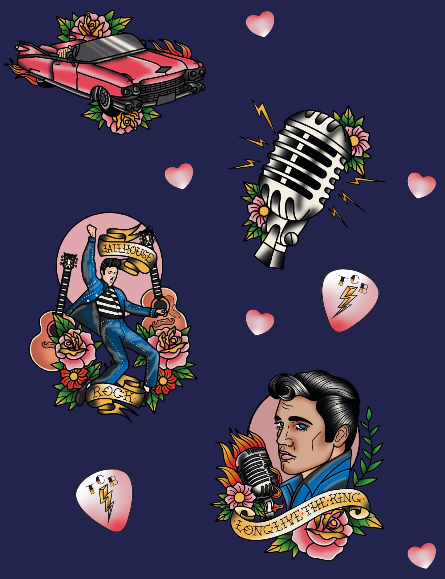 All Shook Up Swing Dress Elvis Print Fabric