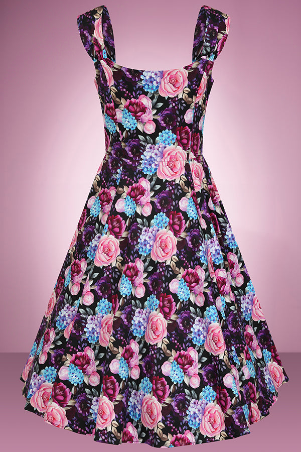 Purple Ditsy Swing Dress