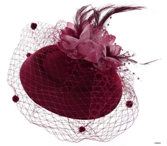 Sasha Fascinator - Burgundy