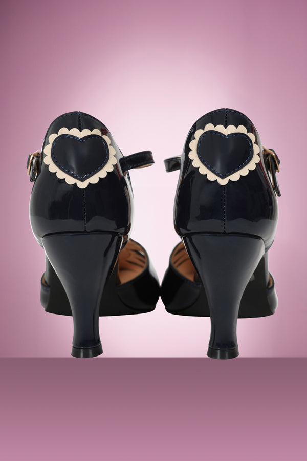 Amelia Heart Shoes in Navy