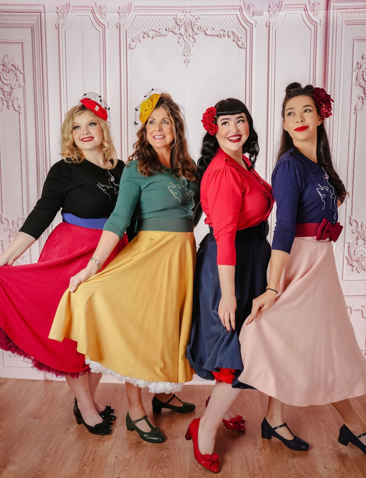 Black Carmen Circle Skirt Group Model Photo