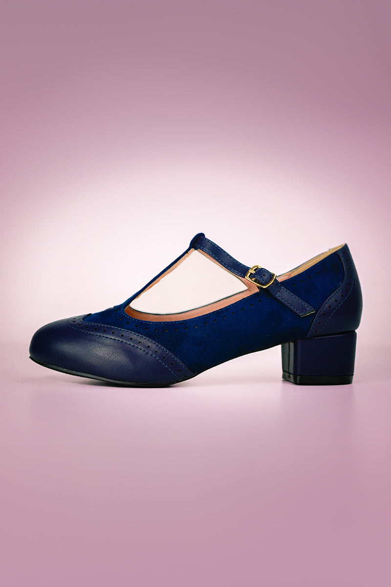 Betty Brogues in Navy Side Photo