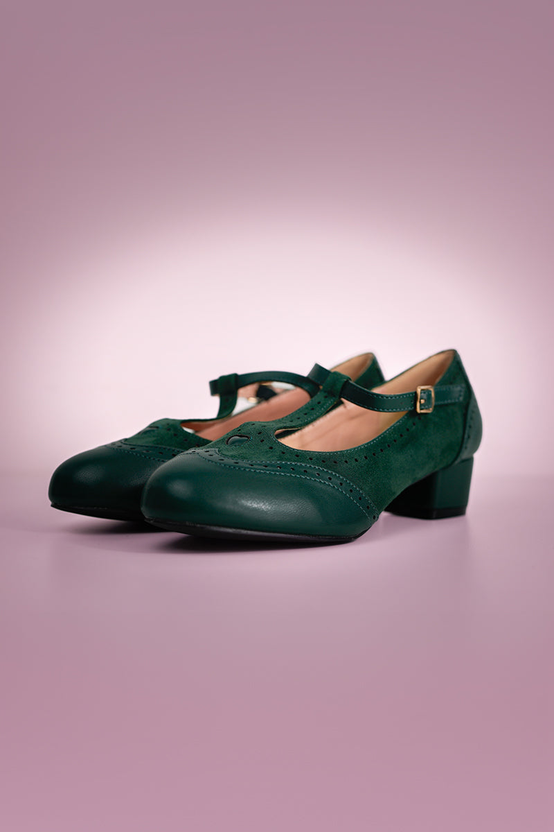 Betty Brogues Dark Green Front Photo