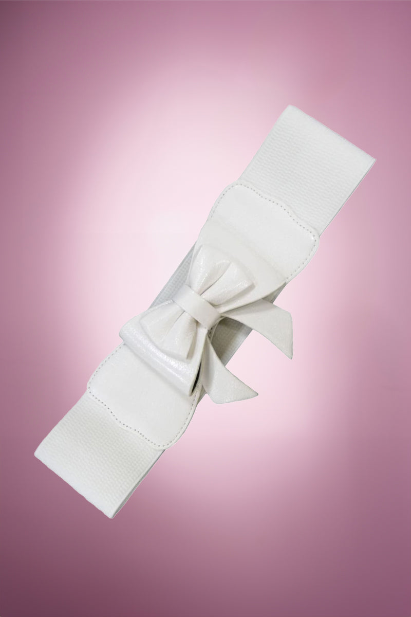 Brianna Bow Belt in White