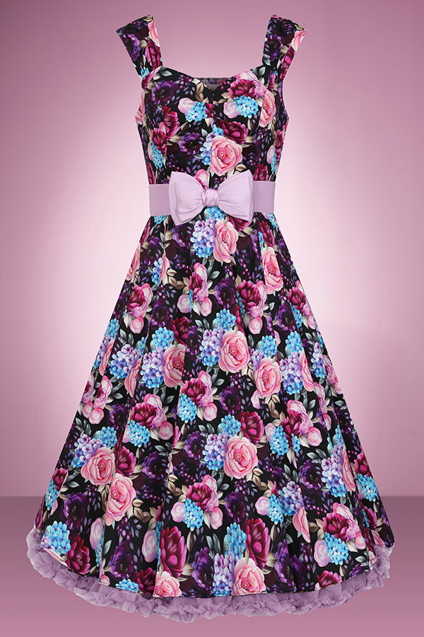 Purple Ditsy Swing Dress
