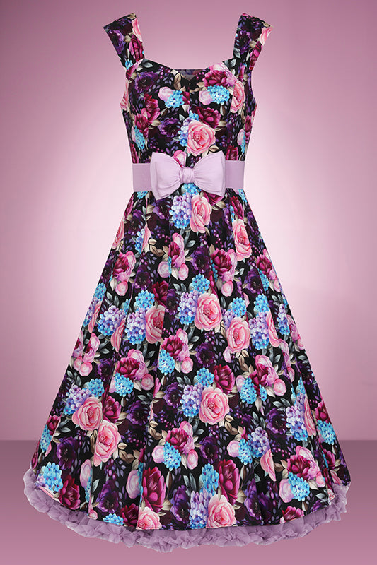Purple Ditsy Swing Dress