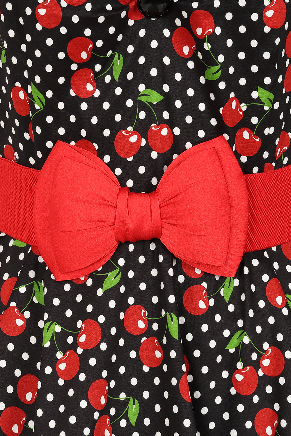 Cherry Polka Dot Noir Swing Dress