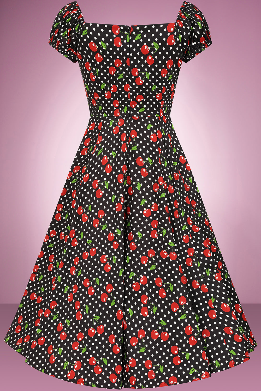 Cherry Polka Dot Noir Swing Dress