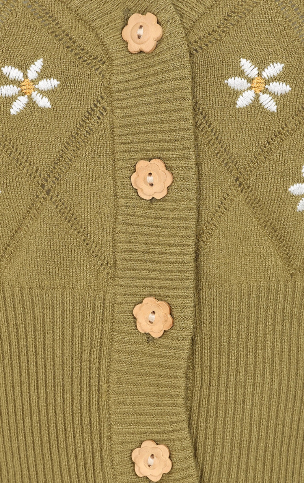 Green Daisy Flower Cardi