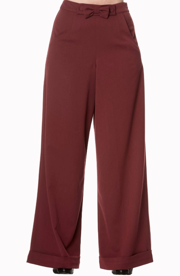 Beatrice Bow Swing Pants BURGUNDY
