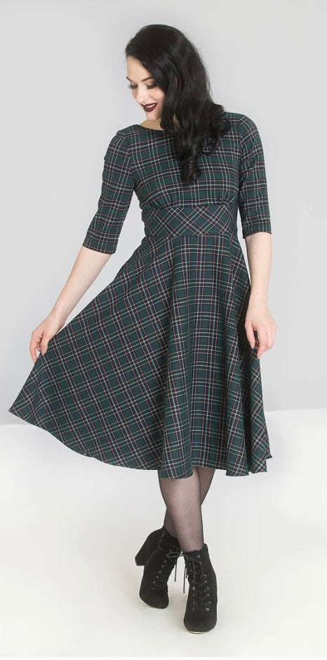 green emerald velvet dress Castaway Womens Holiday Oceanique Dress Blackwatch Tartan – Castaway  Nantucket Island main image 0