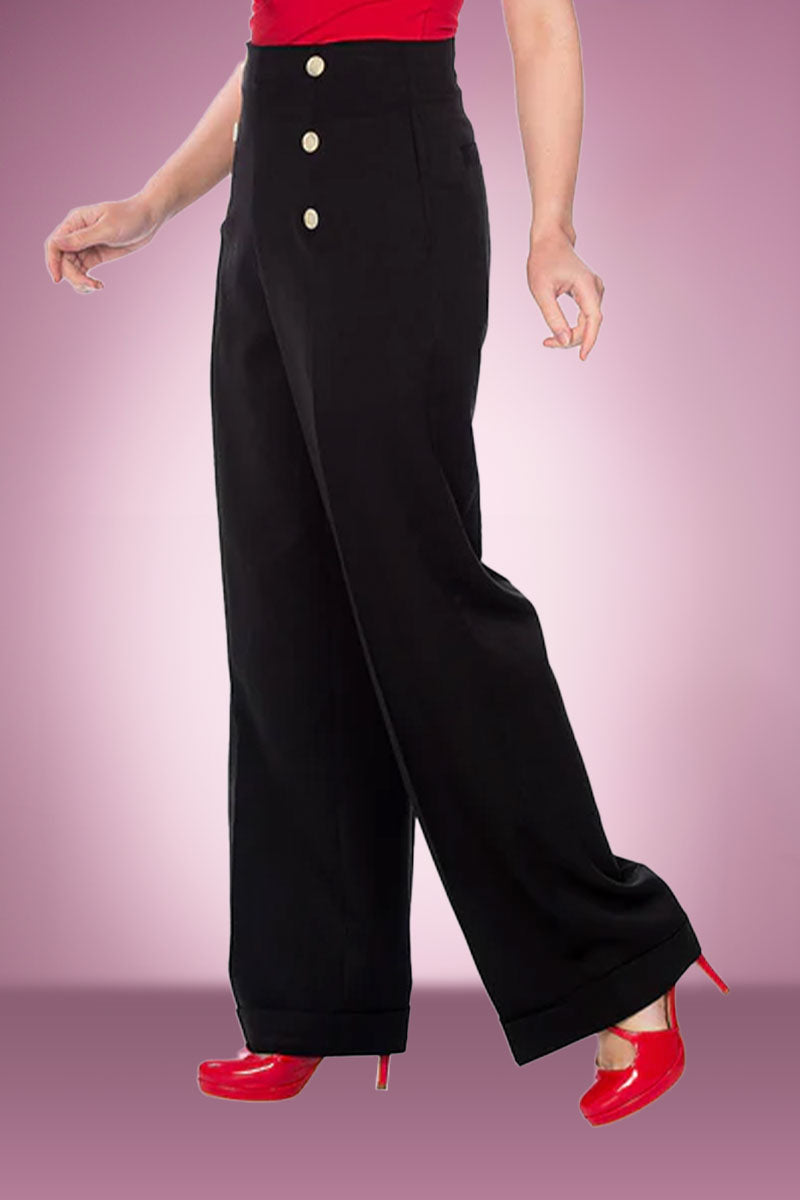High Flyer Button Swing Pant in Black