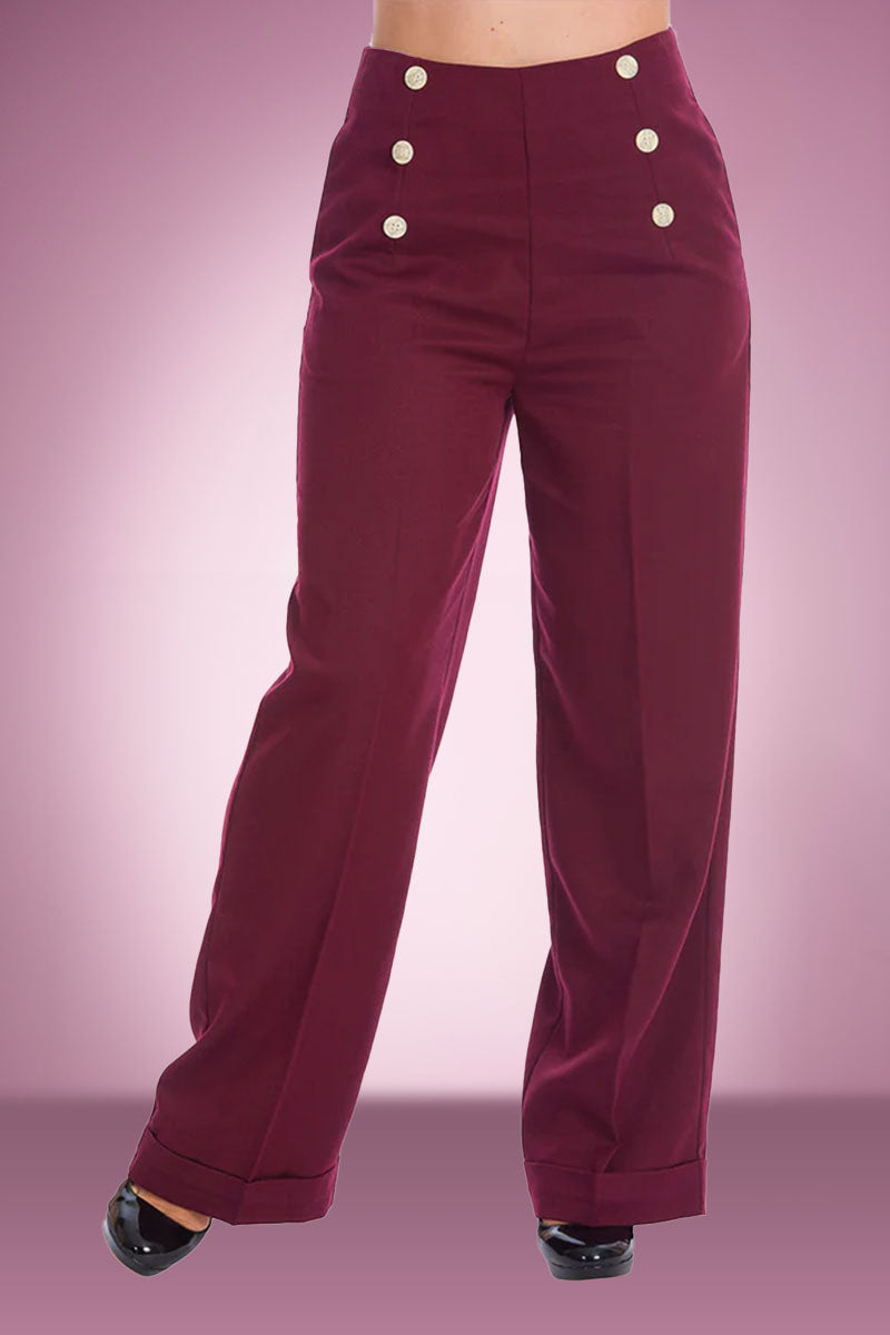 High Flyer Button Swing Pant in Burgundy