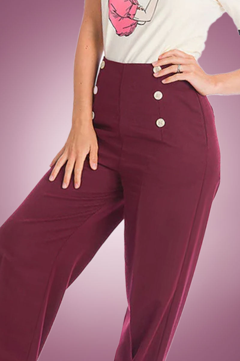 High Flyer Button Swing Pant in Burgundy