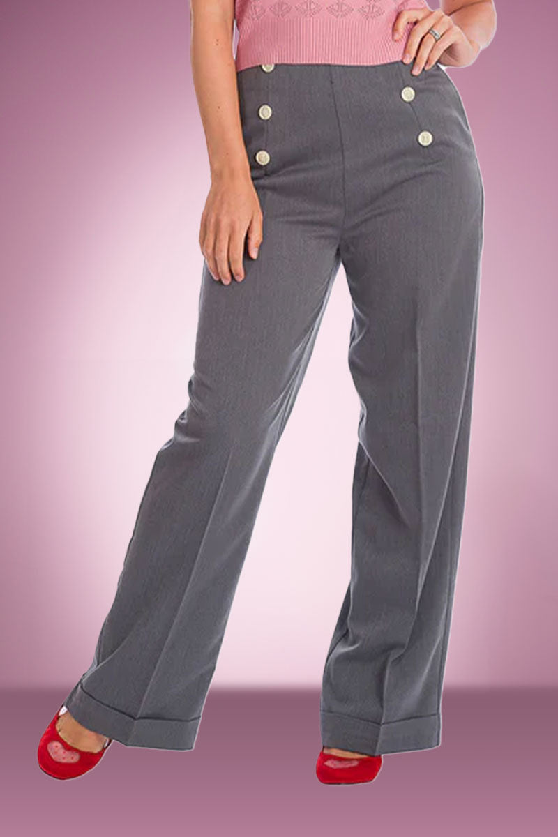 High Flyer Button Swing Pant in Grey