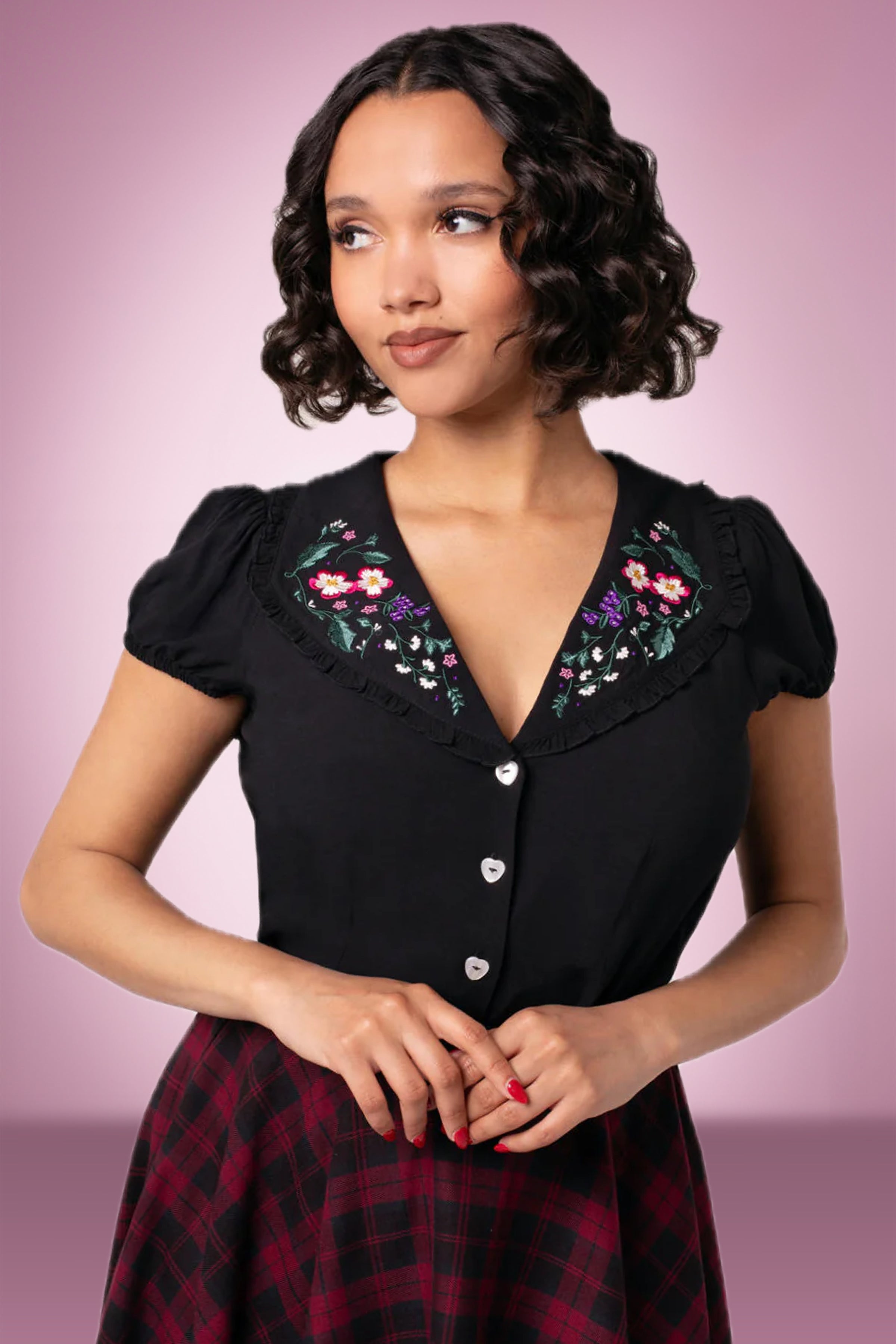 [Plus] Winnona Short Sleeve Blouse - Lavender main image 1