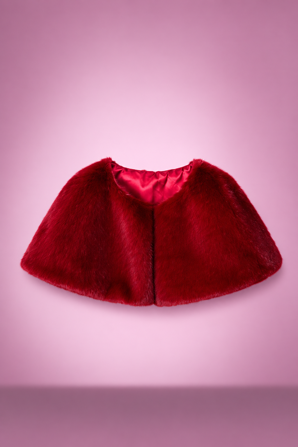 Faux Fur Shawl in Deep Red