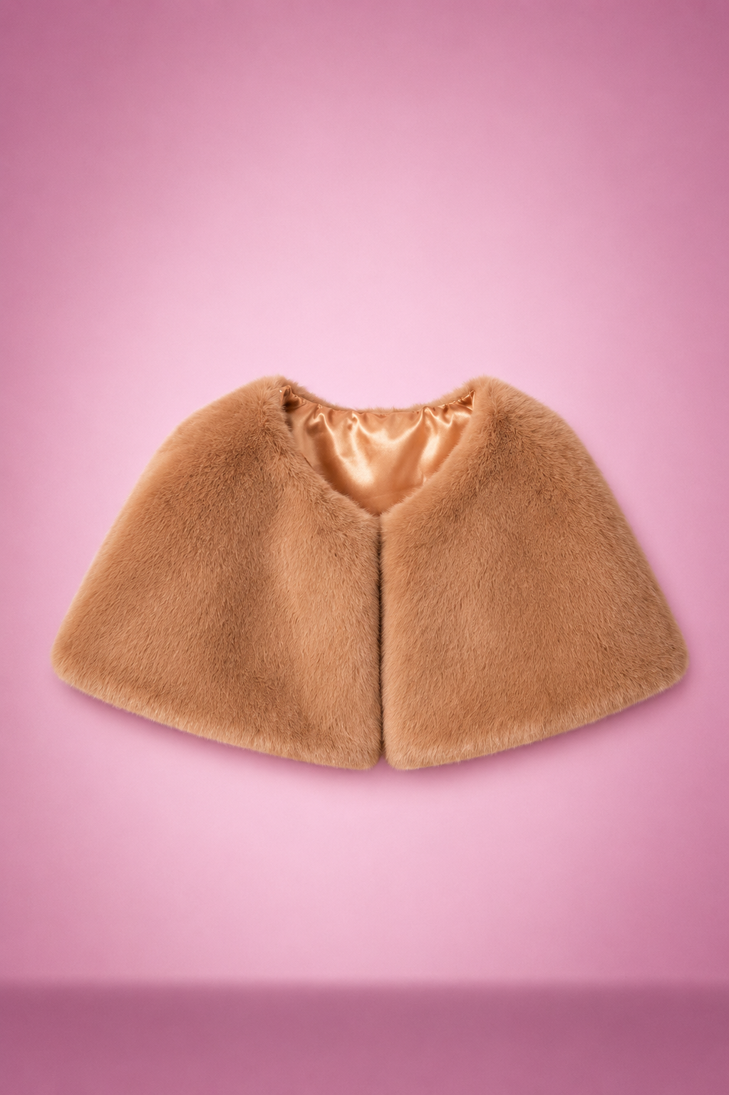 Faux Fur Shawl in Beige