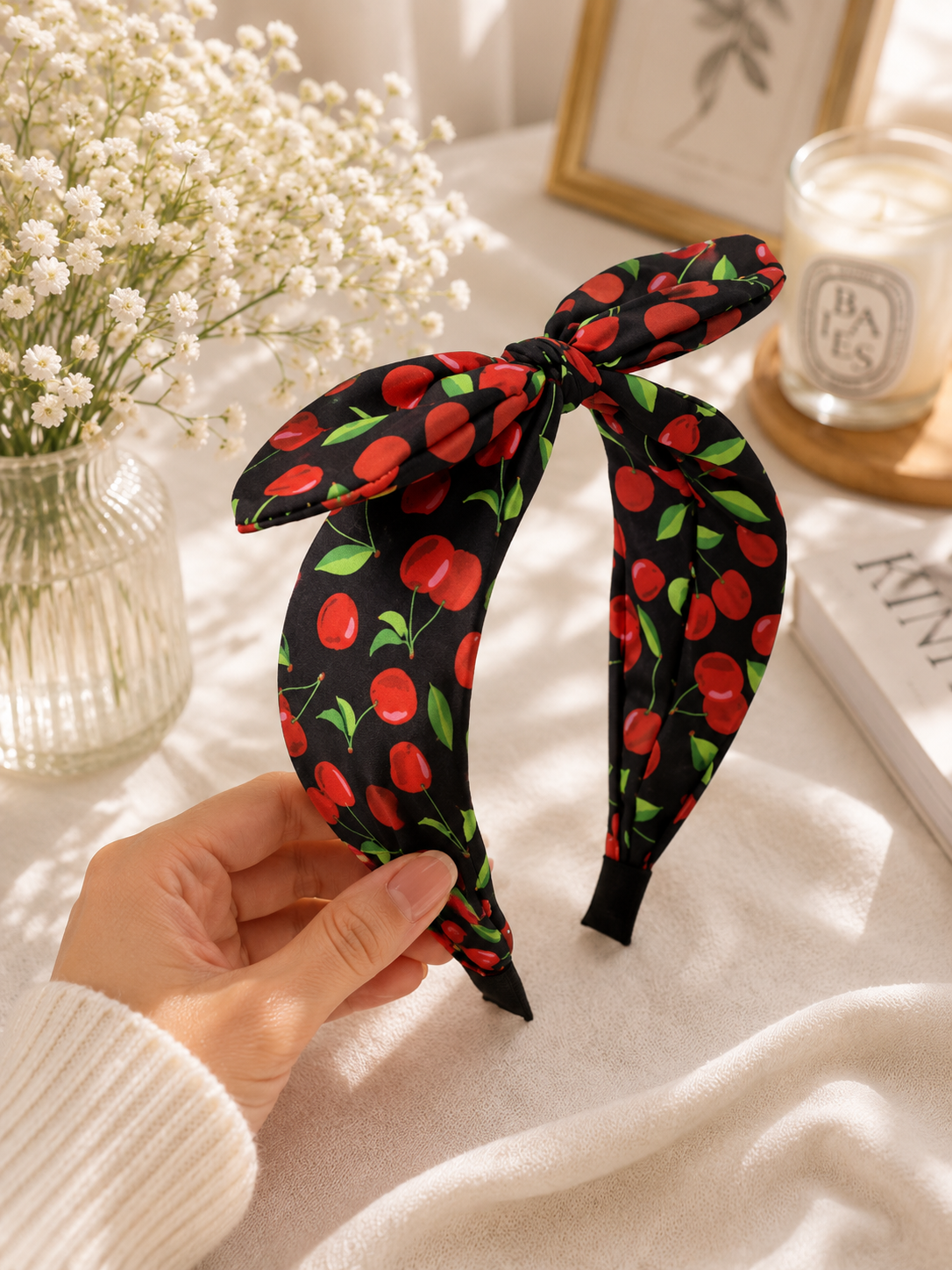 Cherry Headband in Black
