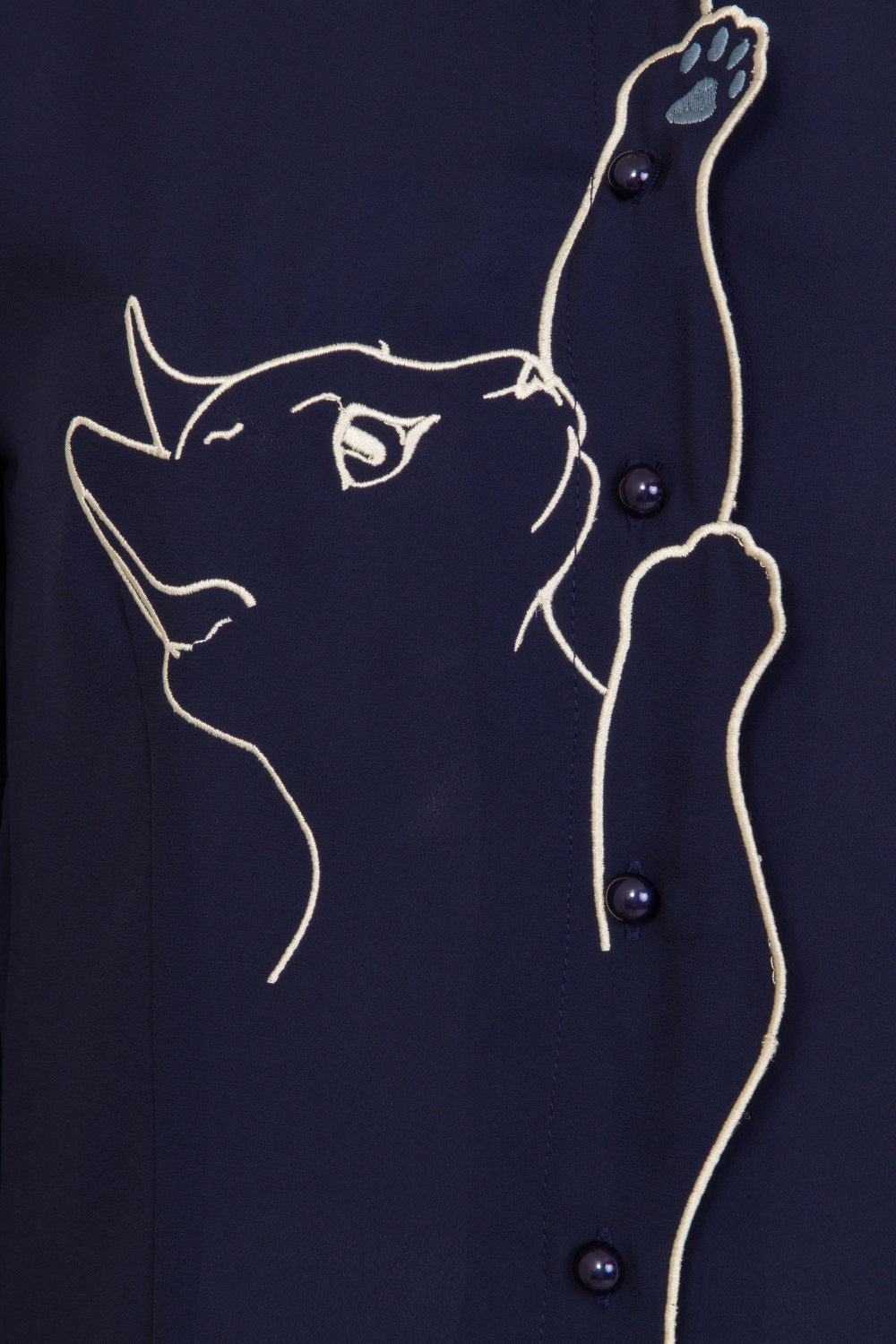 Playful Kitty Blouse in Navy