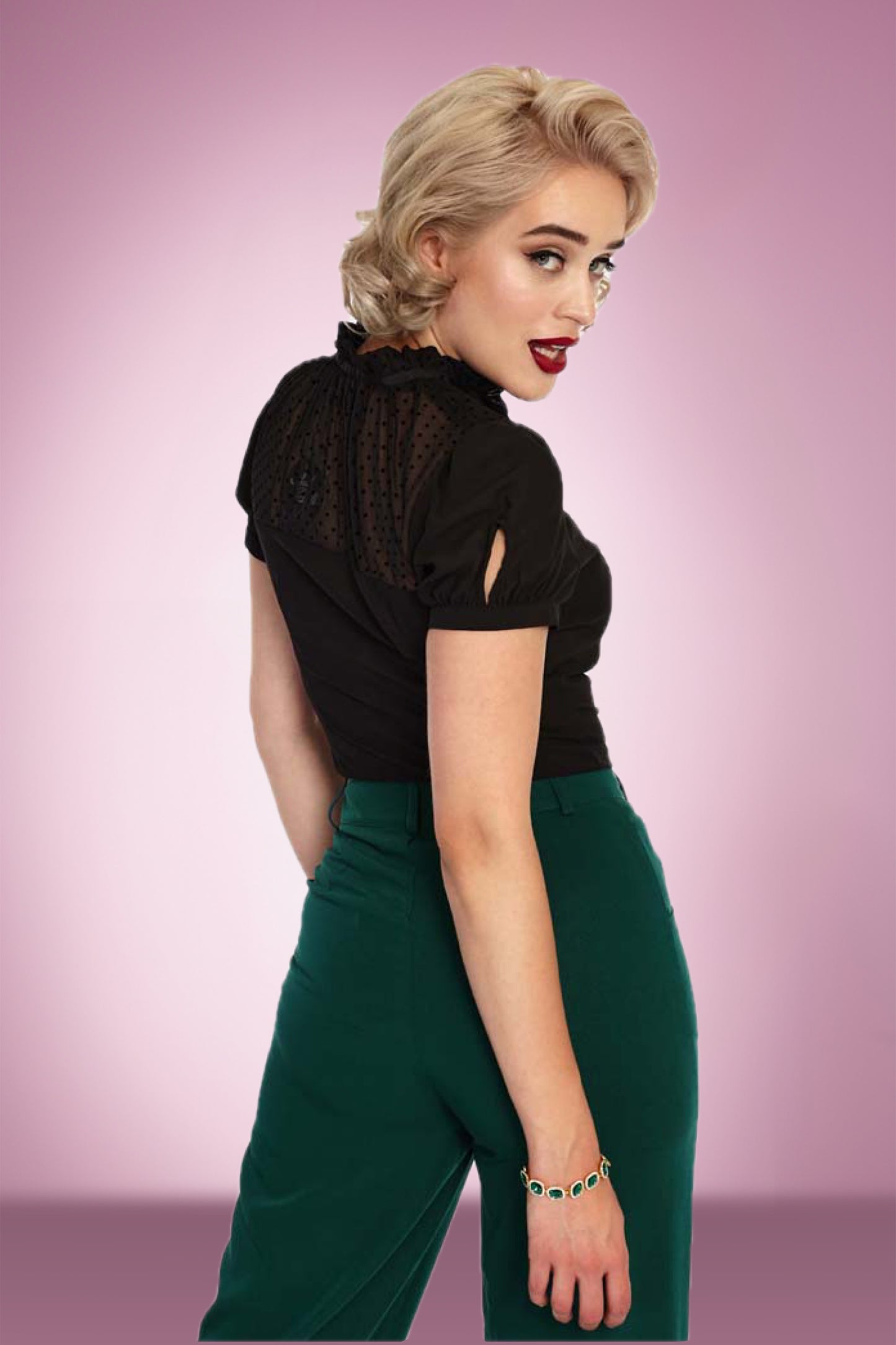 Amy Mesh Blouse in Black