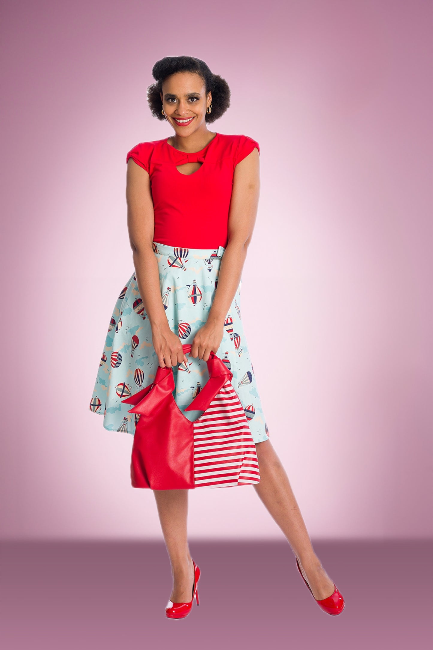 Red bow neck Top
