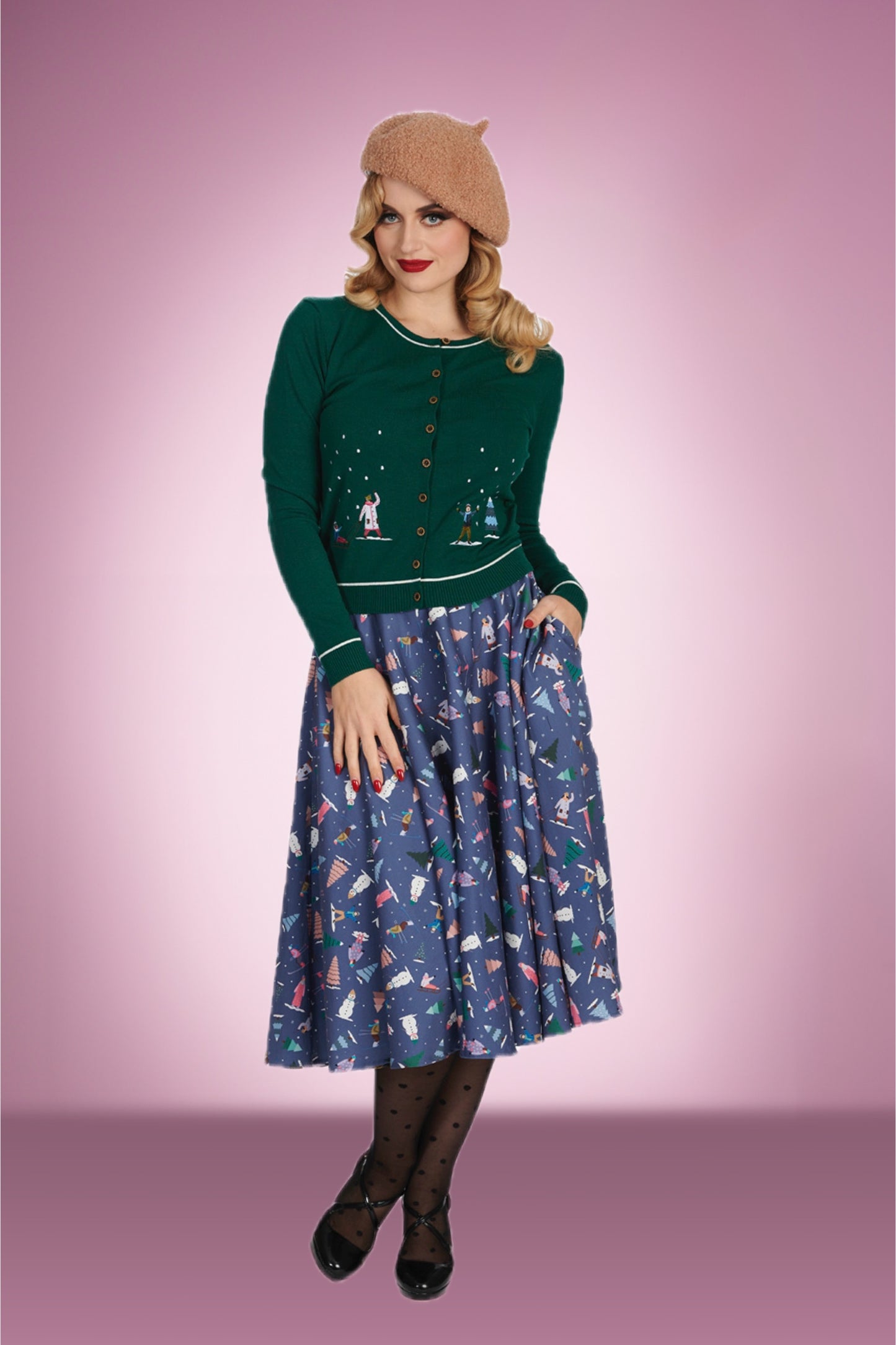Green Ski winter cardi