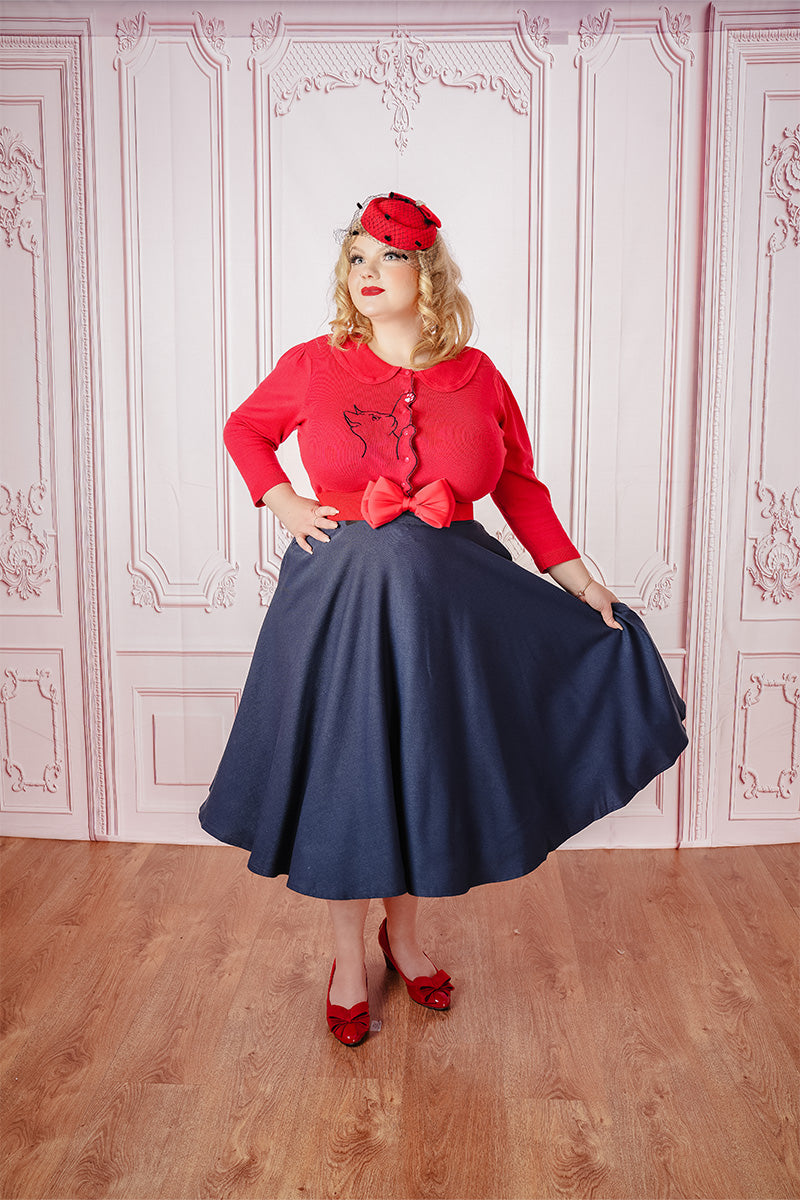 Navy Carmen Circle Skirt