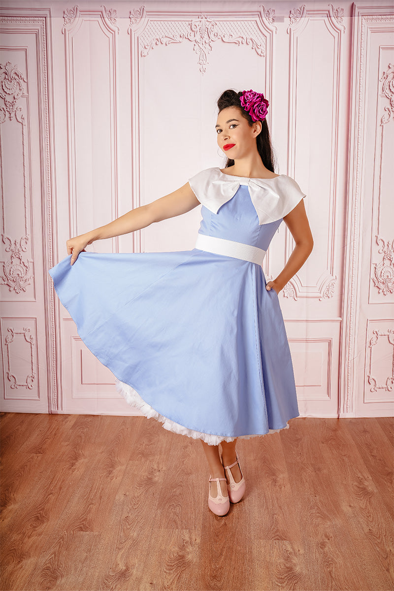 Belle Swing Dress in Blue on Model Front 2