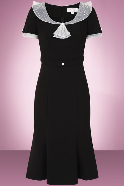 Foxy Fish-tale black vintage wiggle dress with fitted 1950s style silhouette