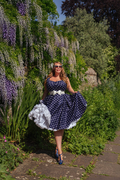 Liberty Navy Polka Dot Swing Dress