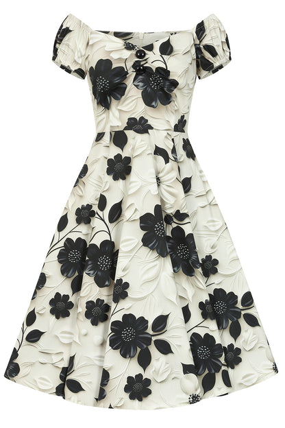 Gayle Black Floral Swing Dress