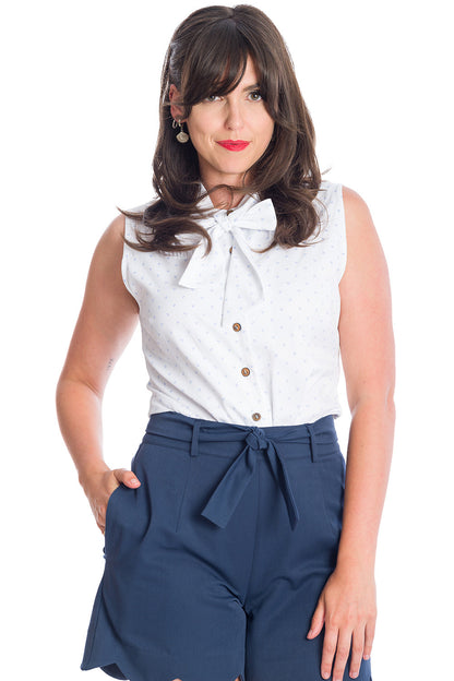 Ditsy Ahoy Blouse in Off White
