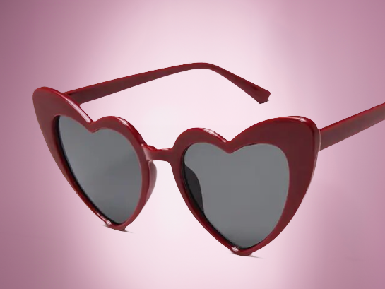 Burgundy Heart-Shaped Sunglasses
