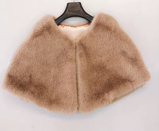 Faux Fur Shawl in Brown