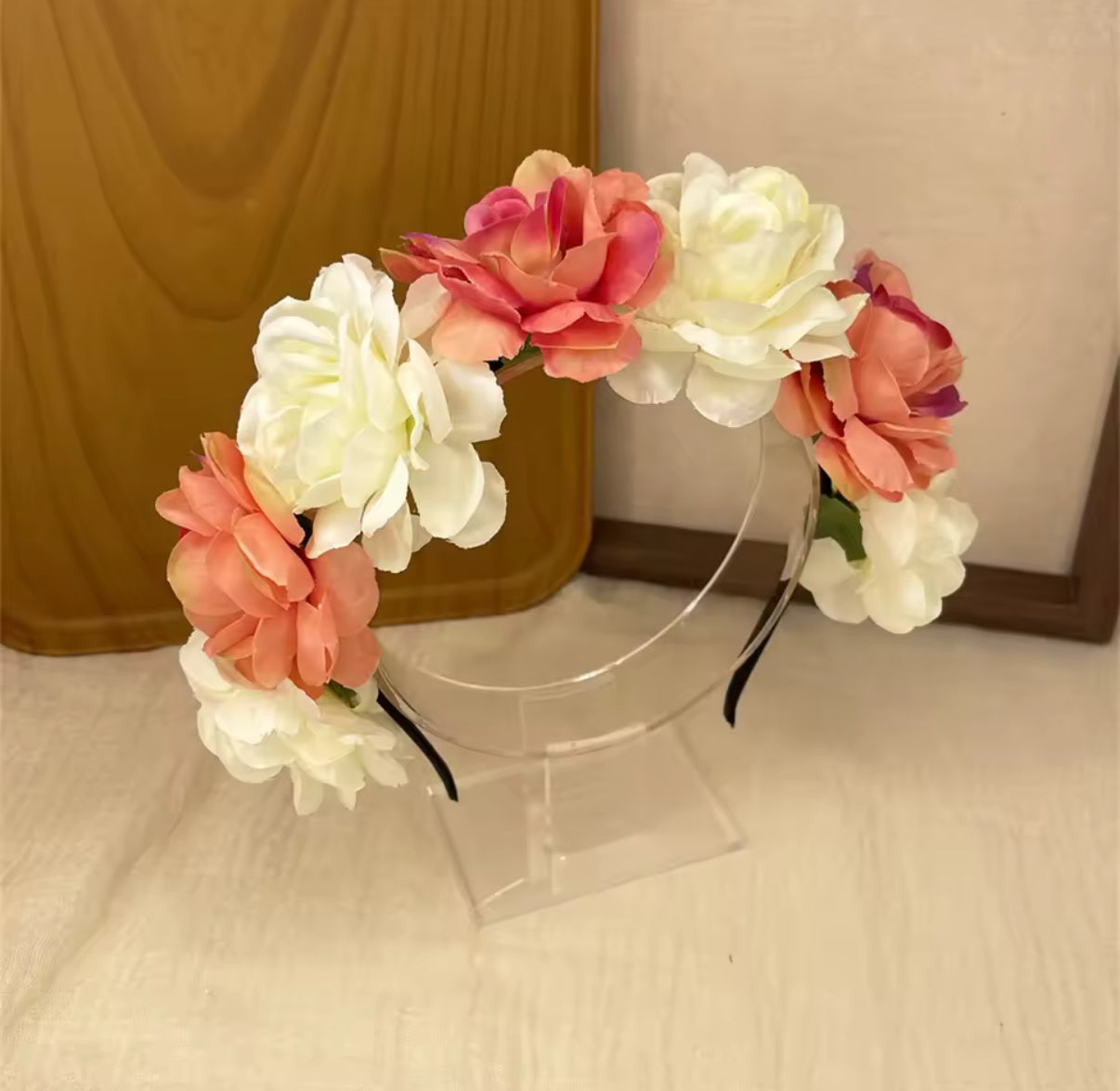 Flower Crown Cream and Pink