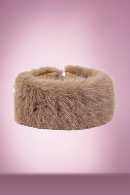 Faux Fur Headband in Tan / Beige