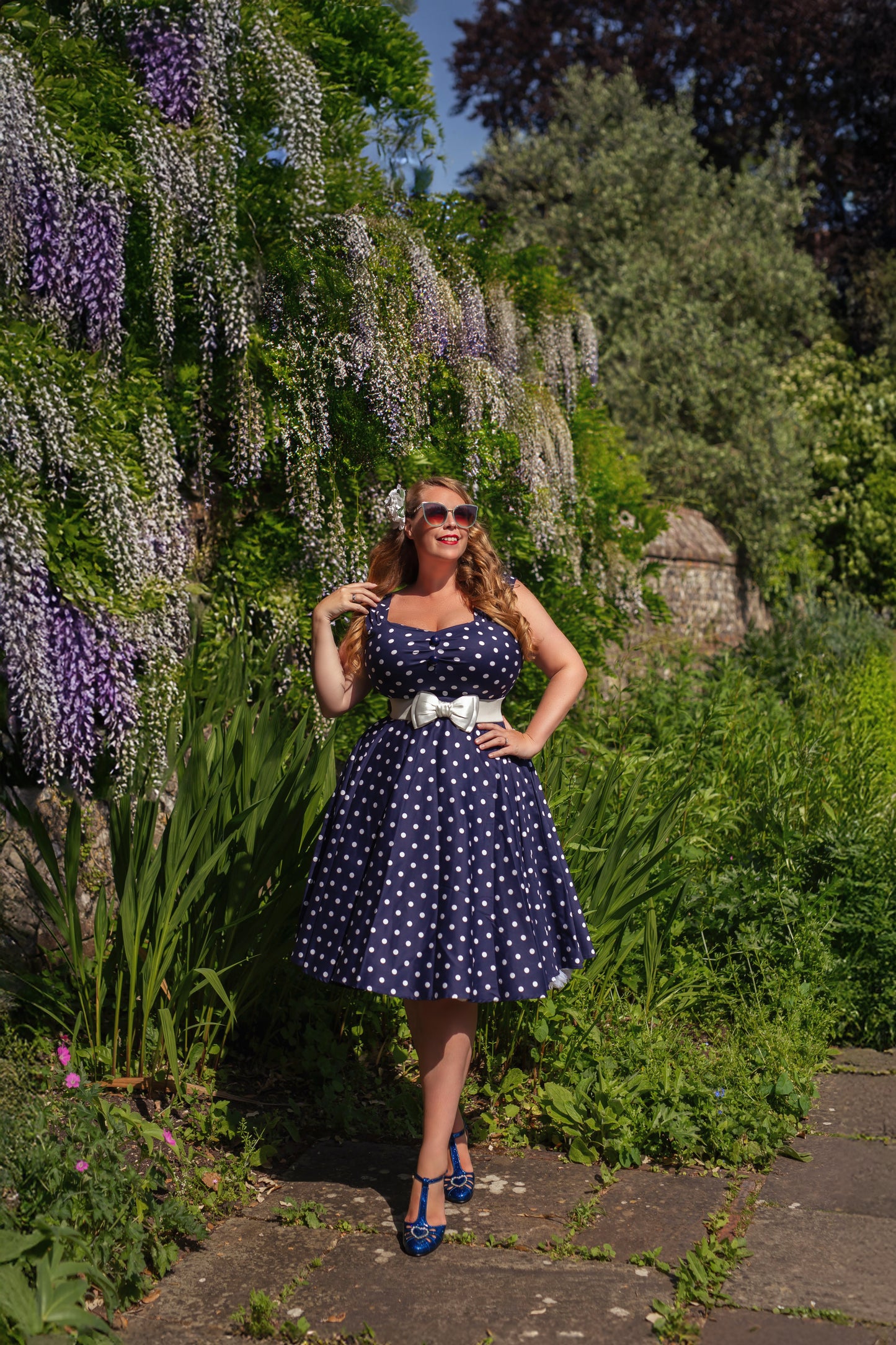 Liberty Navy Polka Dot Swing Dress