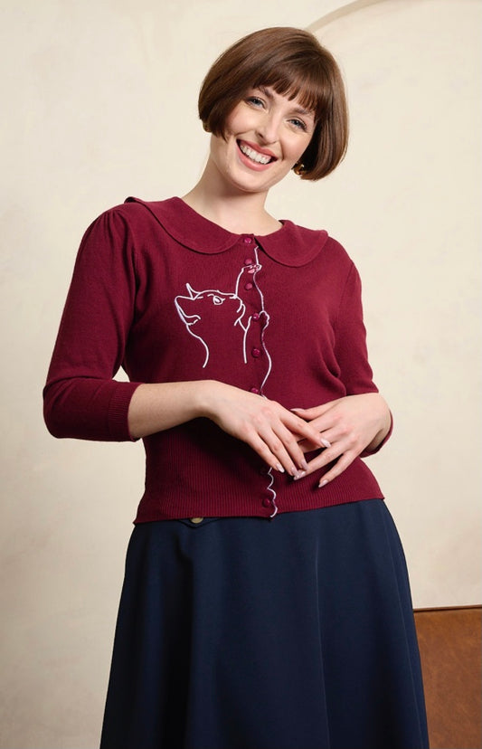 Burgundy Kitty Cardi