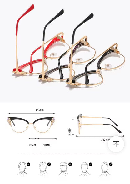 Tortoiseshell Cat Wing Embellished Glasses