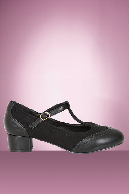 Betty Brogues in Black matt and suede finish