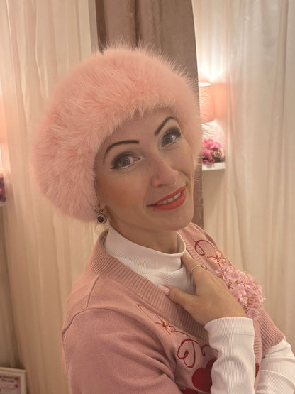Faux Fur Headband in Pink