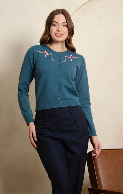 Teal Bonnie Bow Cardi